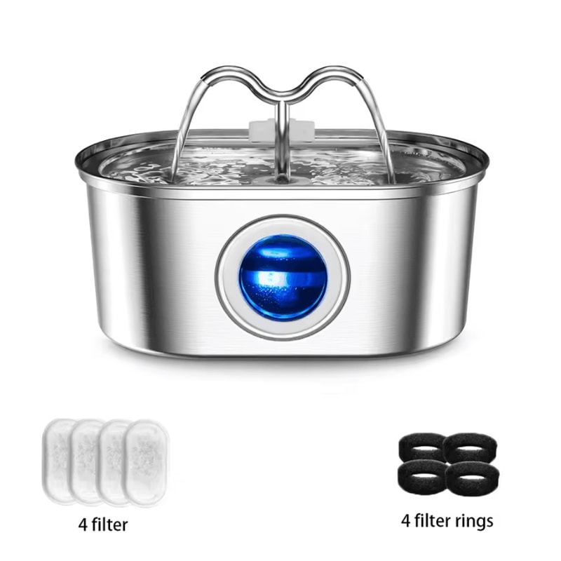 GlowFlow 32L Stainless Steel Cat Water Fountain 4