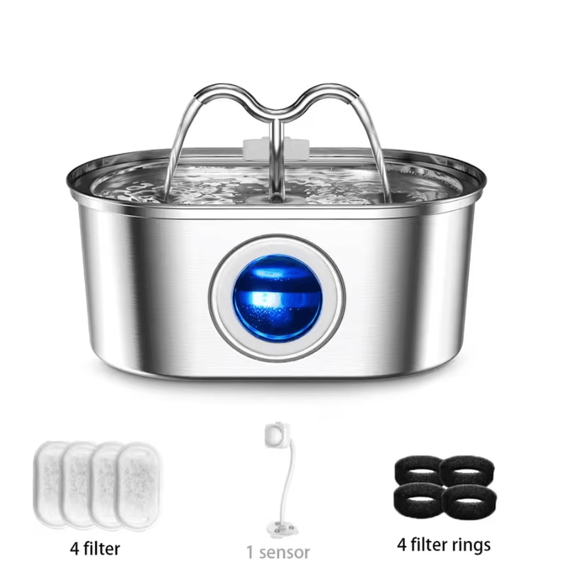 GlowFlow 32L Stainless Steel Cat Water Fountain 5