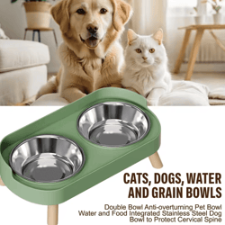 elevapaws stainless steel raised dual pet bowl