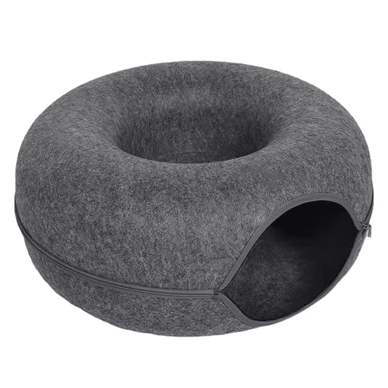 Cozy Tunnel Donut Cat Bed Interactive Felt Play House 2