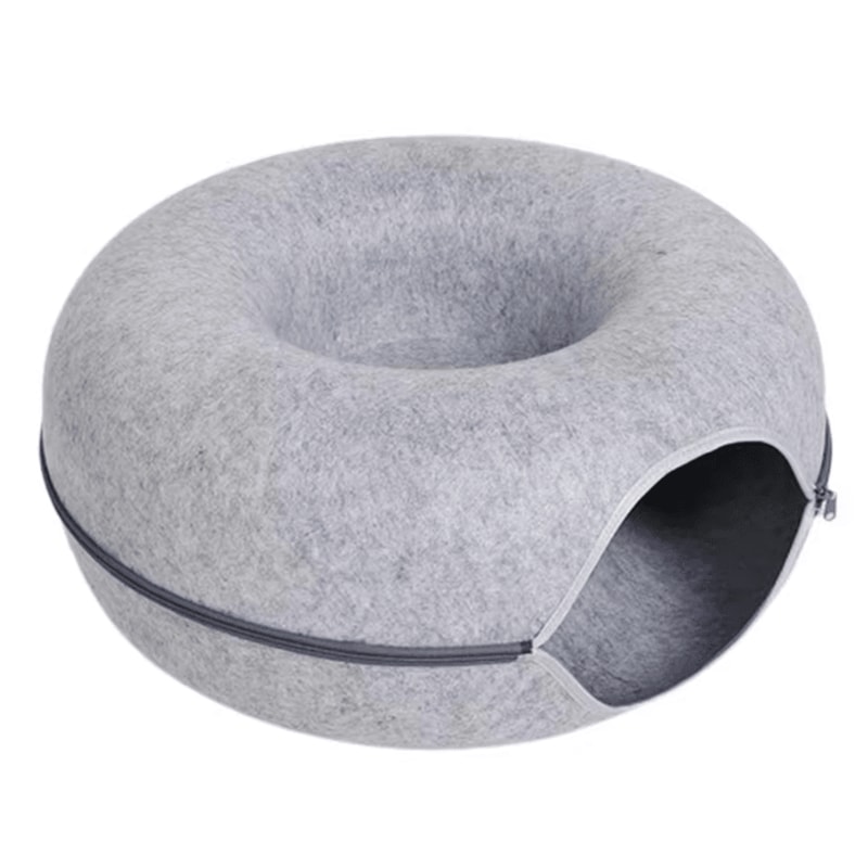 Cozy Tunnel Donut Cat Bed Interactive Felt Play House 3
