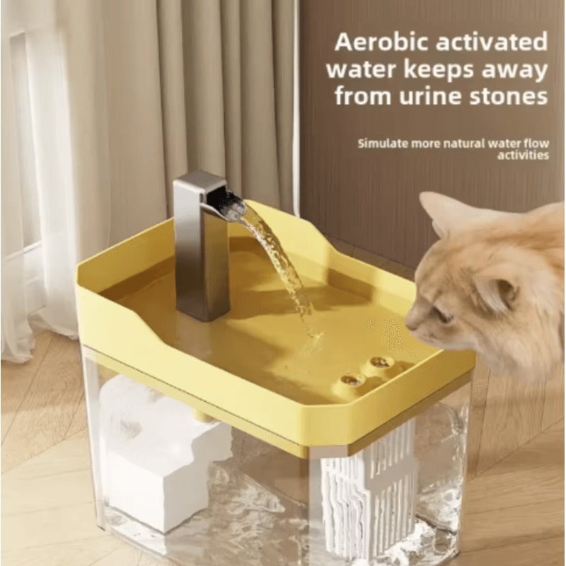 CrystalFlow Transparent Cat Water Fountain With USB Filter Pump 0