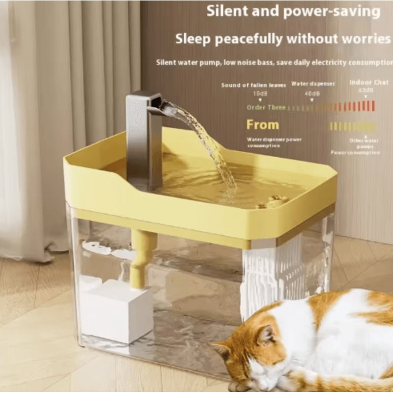 CrystalFlow Transparent Cat Water Fountain With USB Filter Pump 1