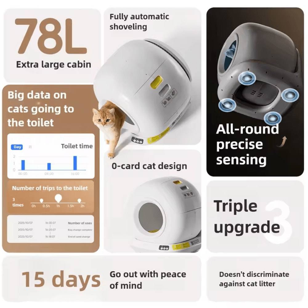 ElitePaw 78L Smart SelfCleaning Cat Litter Box With App Control 1