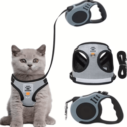 adjustable soft mesh cat harness & leash set for indoor cats and kittens
