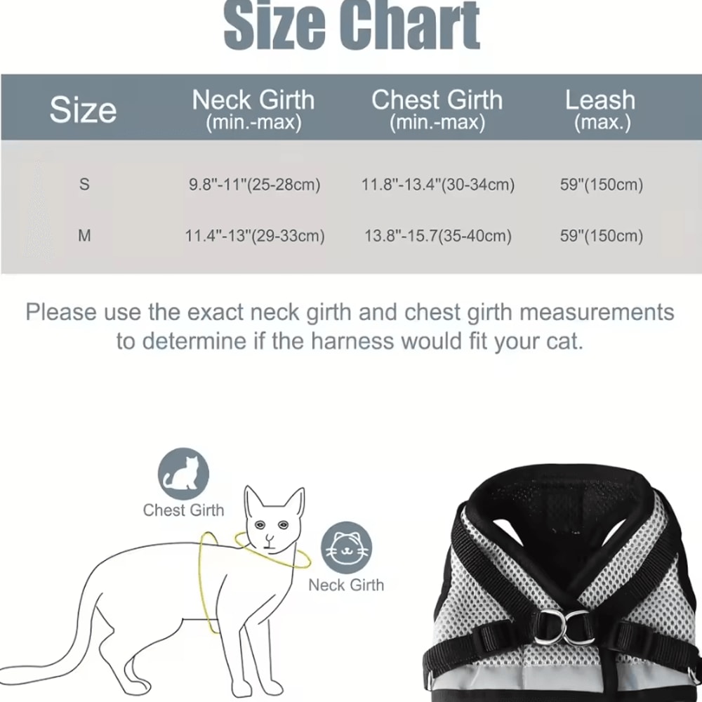 Adjustable Soft Mesh Cat Harness Leash Set For Indoor Cats And Kittens 3