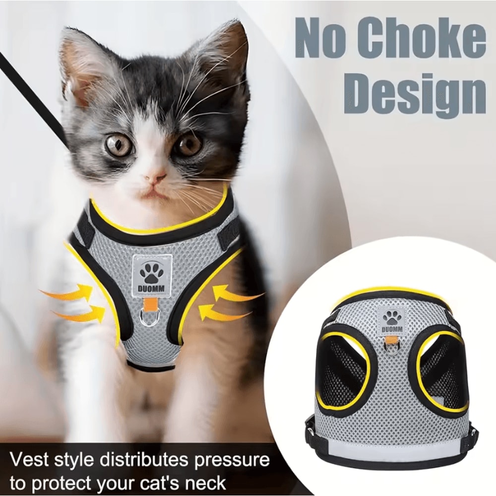 Adjustable Soft Mesh Cat Harness Leash Set For Indoor Cats And Kittens 4