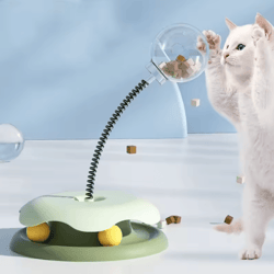 interactive slow feed cat toy with spring track ball roller