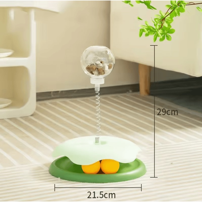 Interactive Slow Feed Cat Toy With Spring Track Ball Roller 4