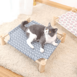 elevated canvas pet bed house with wooden frame for cats & small dogs