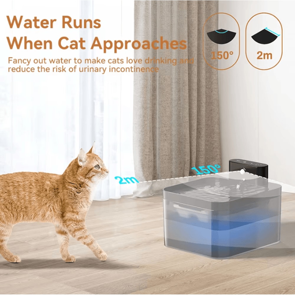 ROJECO Wireless Smart Cat Water Fountain With Infrared Sensor 2