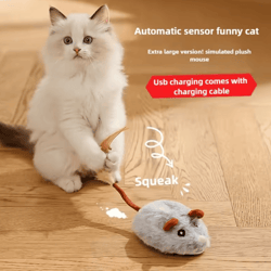 intelligent electric mouse cat toy with usb charging & squeaky sound