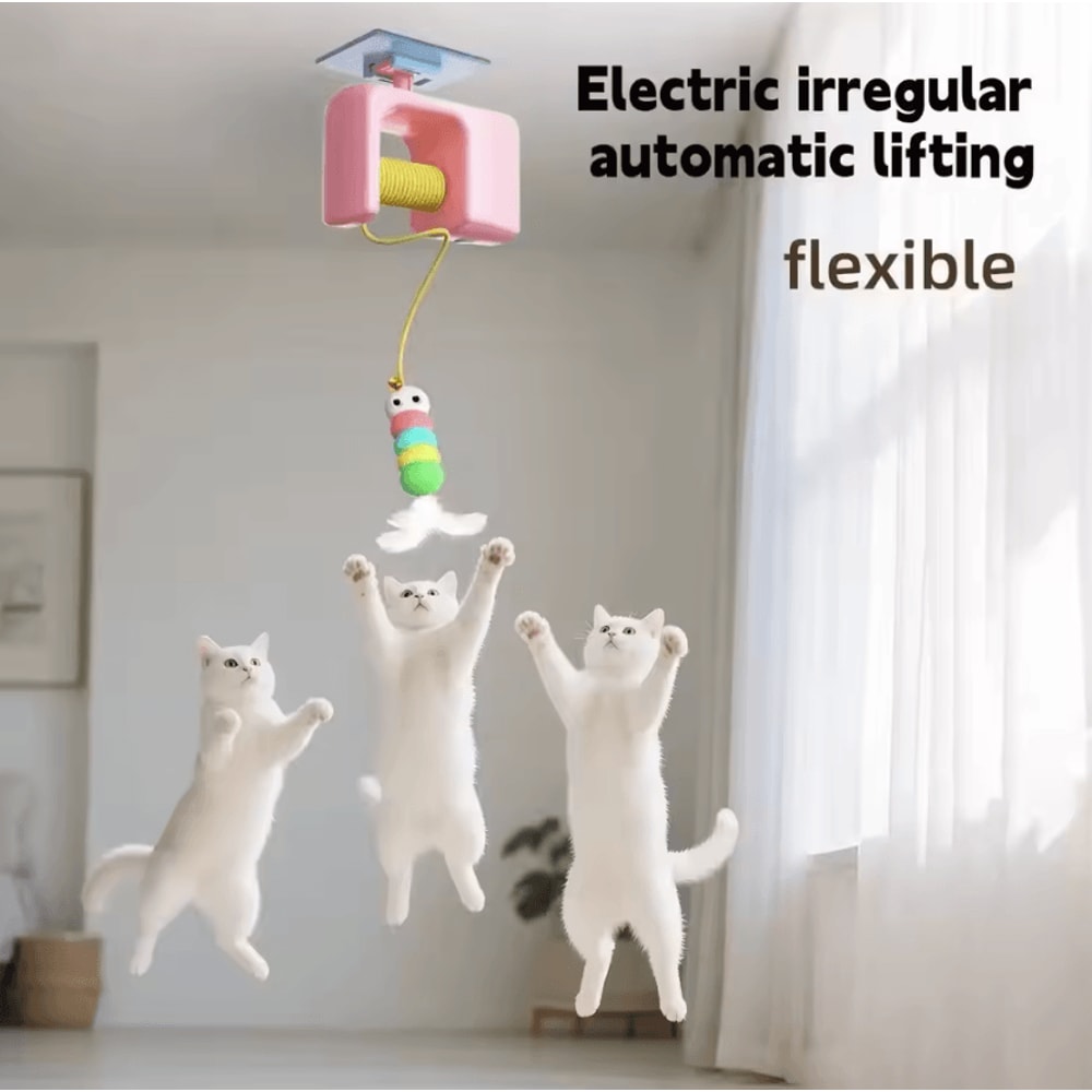 Smart Hanging Door Cat Toy With Auto Swing Feather Teaser 0