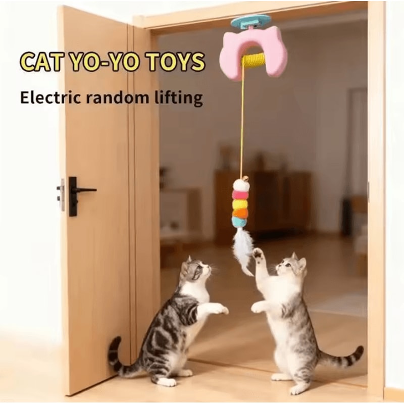 Smart Hanging Door Cat Toy With Auto Swing Feather Teaser 1