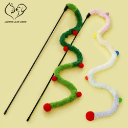 colorful caterpillar feather cat teaser wand for interactive play