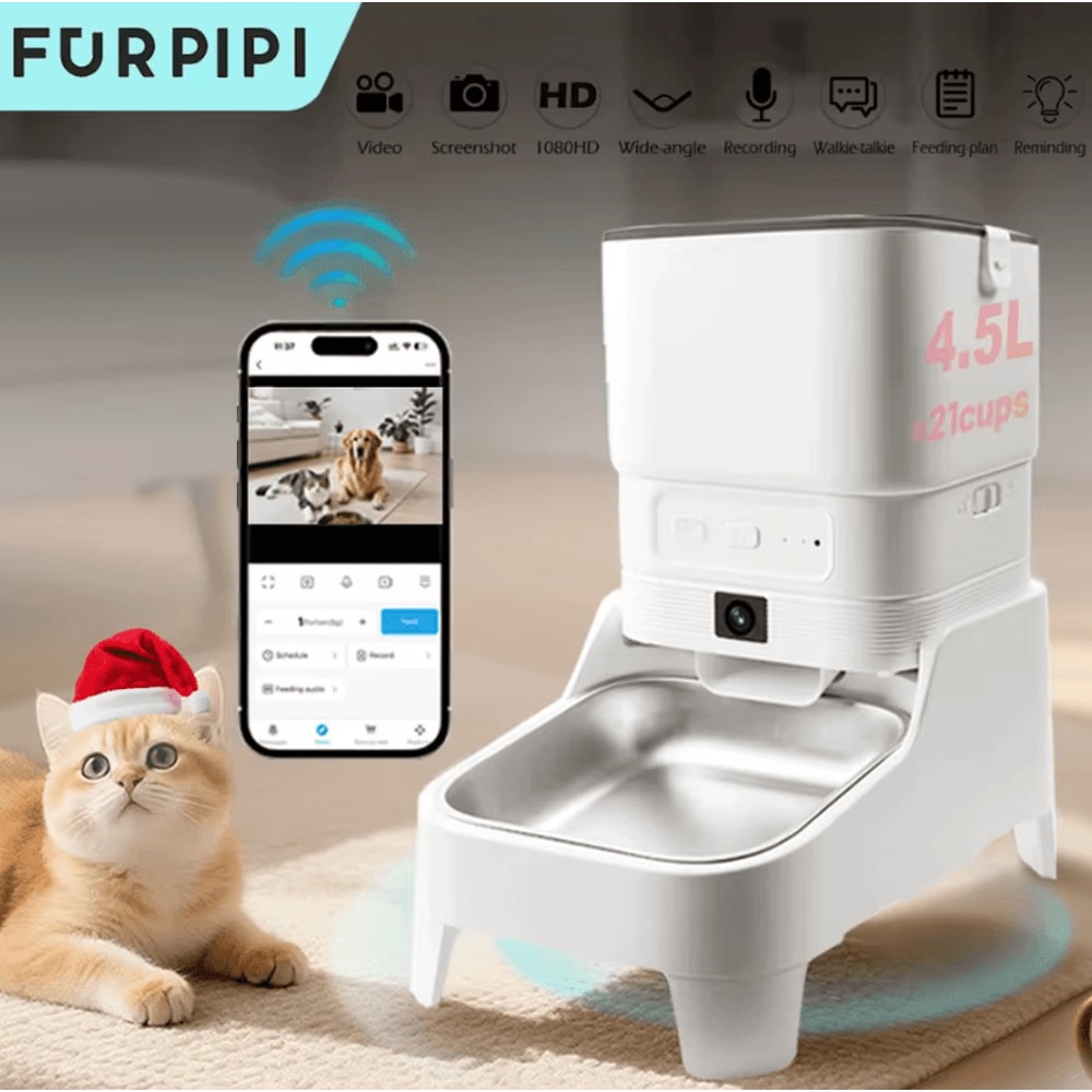 Smart Automatic Pet Feeder With 1080P HD Camera App Control 0