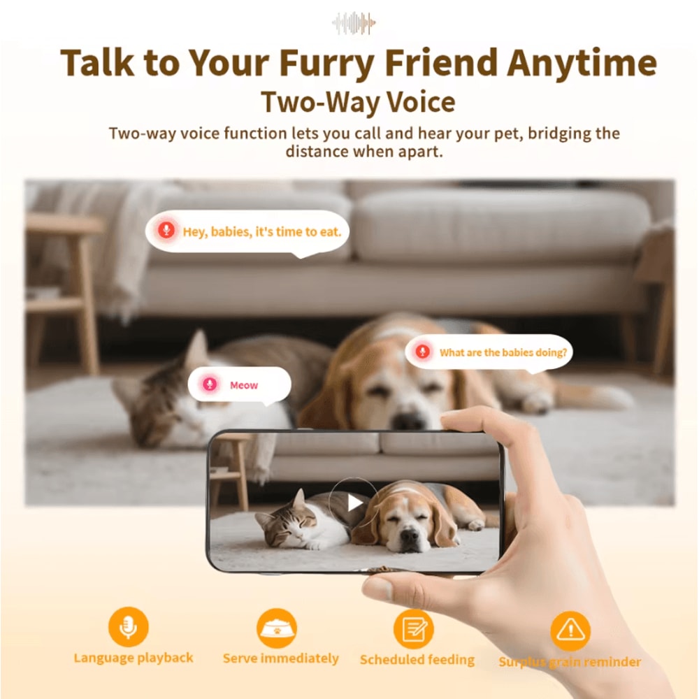 Smart Automatic Pet Feeder With 1080P HD Camera App Control 4