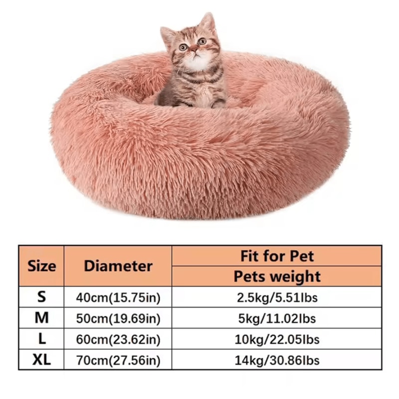 CozyCalm Plush Donut Pet Bed For Cats Small Dogs 3