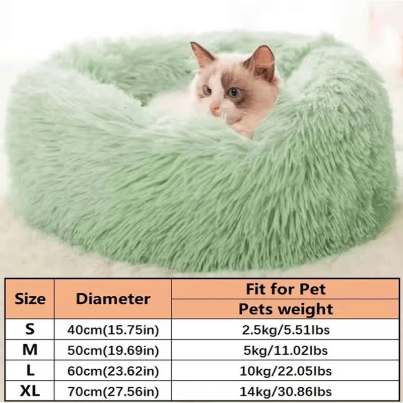 CozyCalm Plush Donut Pet Bed For Cats Small Dogs 6