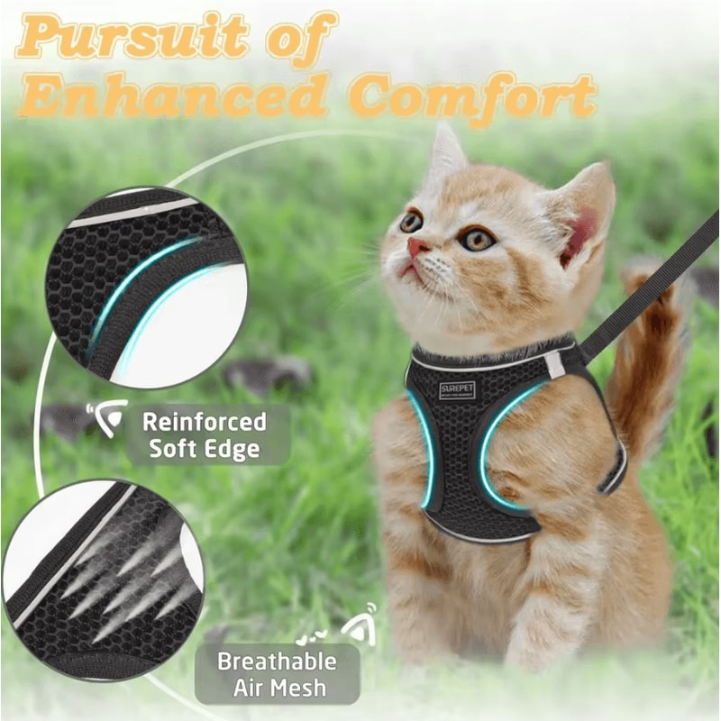 SafeStride Reflective Cat Puppy Harness Set 0