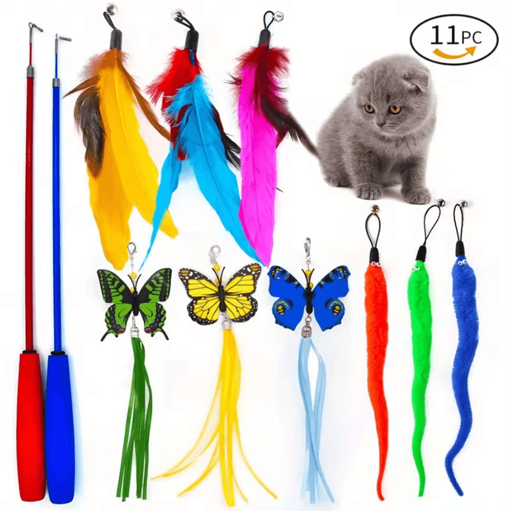 PlayWhiskers 11Piece Interactive Cat Wand Toy Set 0