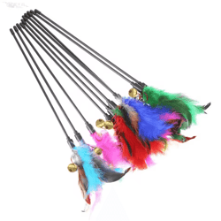 whiskerchase feather bell teaser wand set