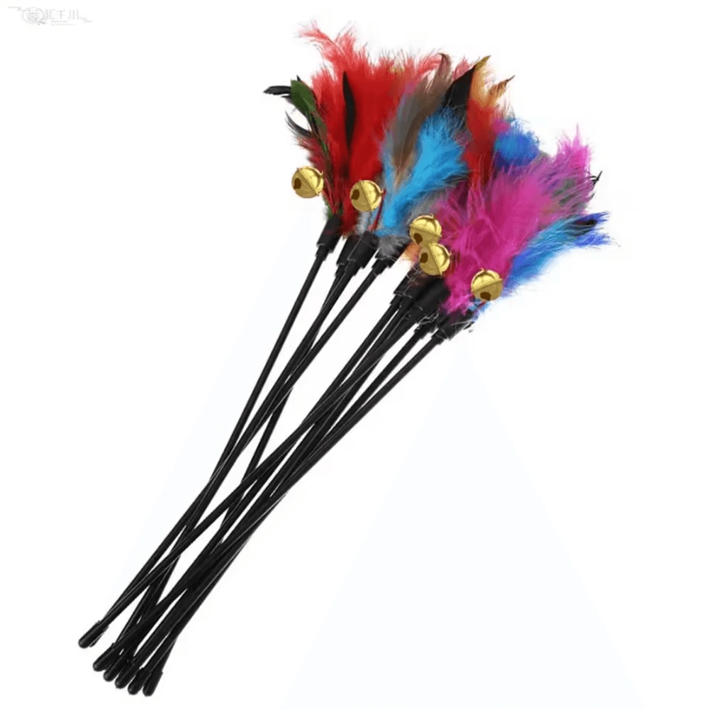 WhiskerChase Feather Bell Teaser Wand Set 2