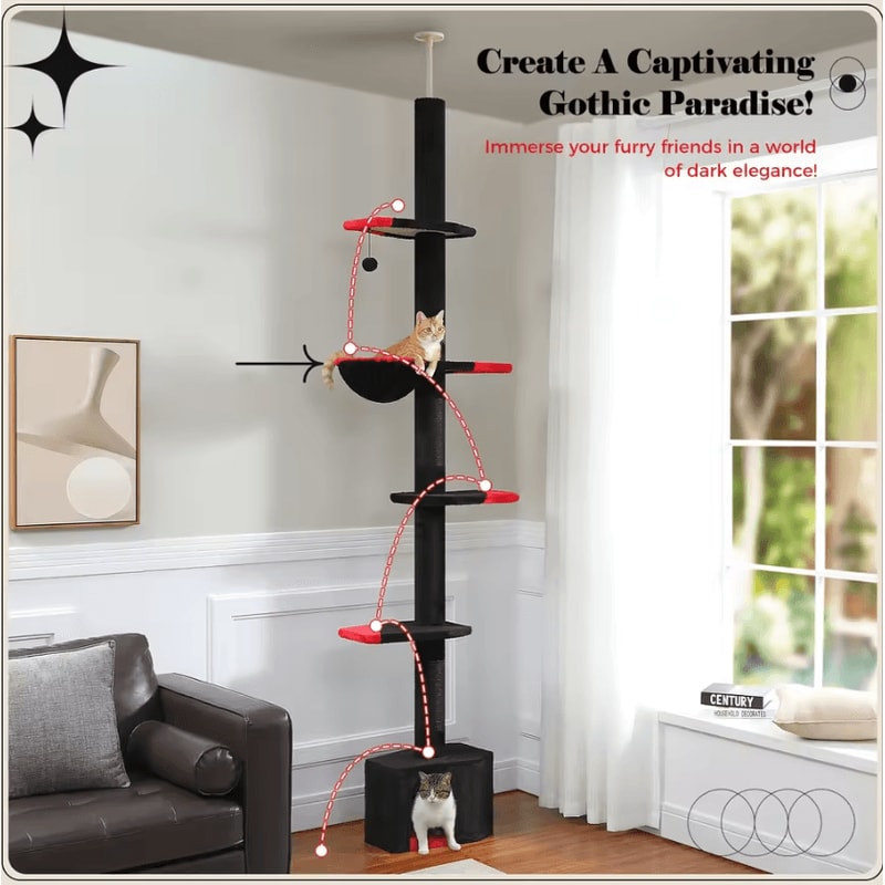 SkyClimb FloortoCeiling Cat Tree Tower 1