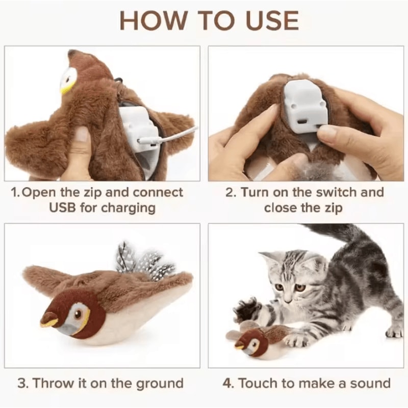FeatherFlap Rechargeable Chirping Bird Cat Toy 2