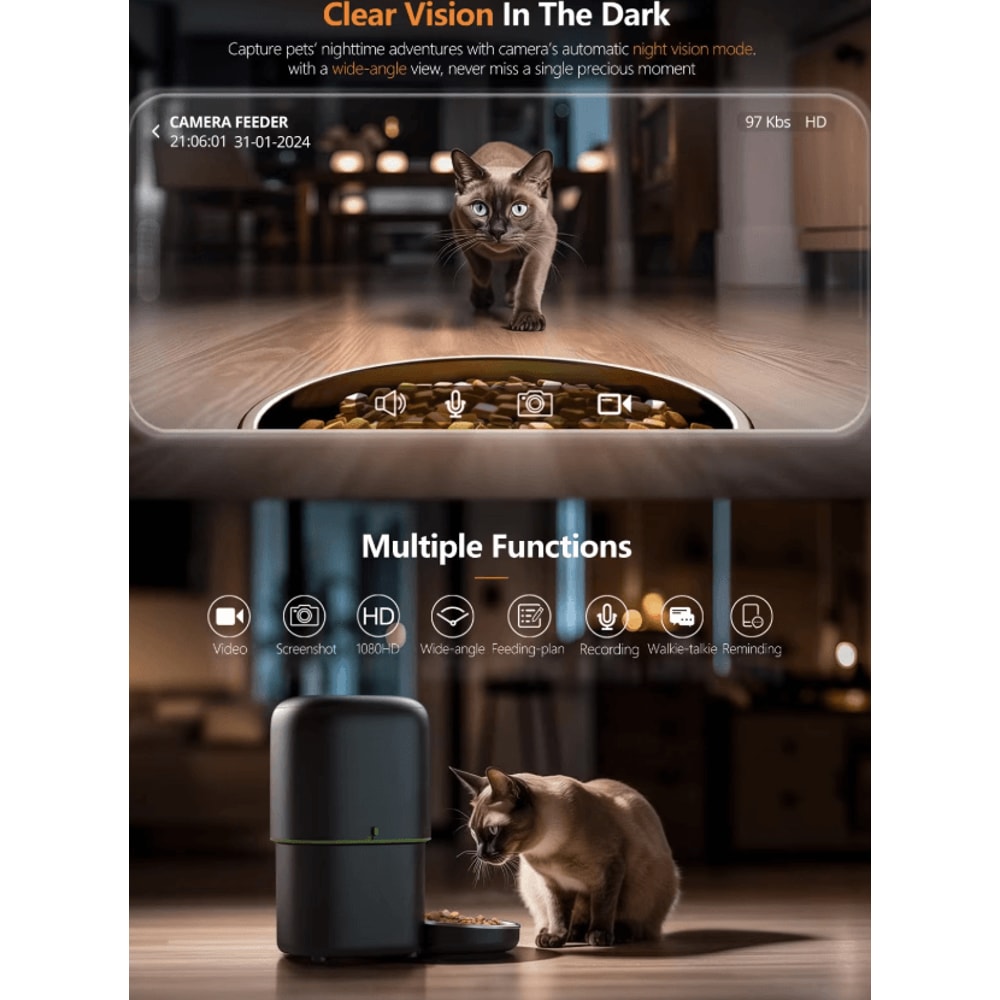 VisionServe WiFi Automatic Pet Feeder With Camera 2