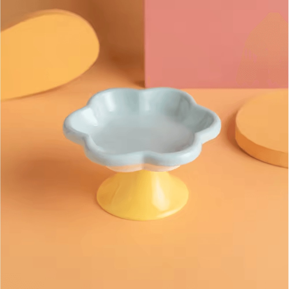 BloomPet Elevated Ceramic Flower Cat Bowl With Stand 3