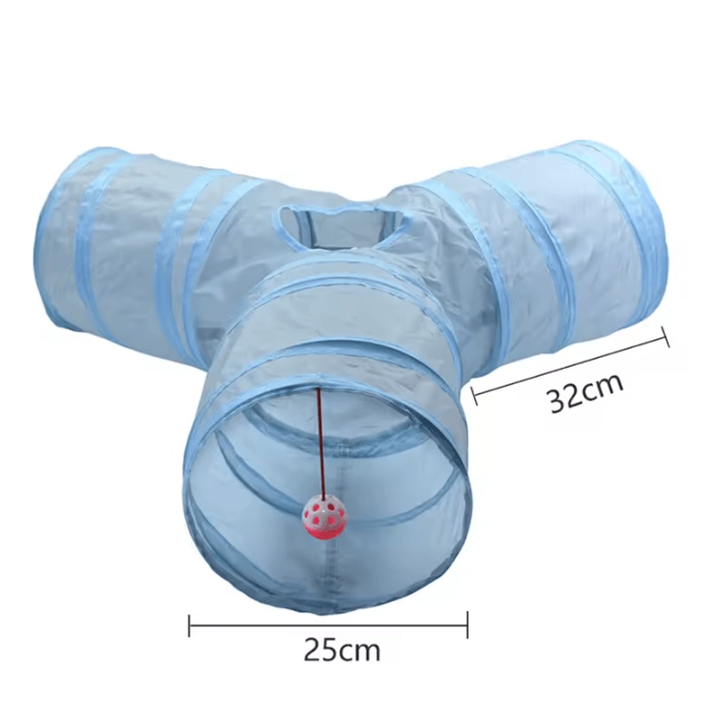 PlayPounce 3Way Cat Tunnel Foldable Interactive Tunnel Toy With Peep Hole 2