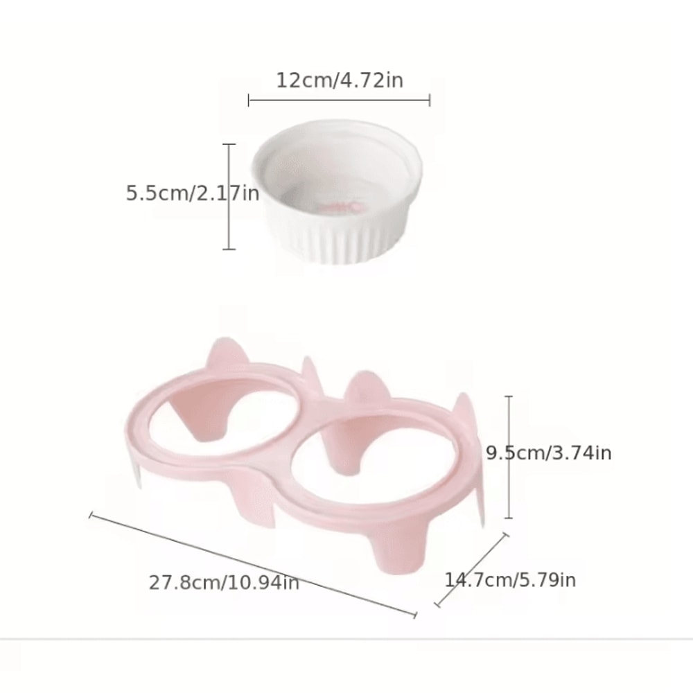 TiltEase Ceramic Pet Feeding Bowl Set Elevated Double Bowl For Cats Small Pets 1