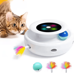 pouncespin smart cat toy – 2-in-1 automatic feather ball interactive pet toy