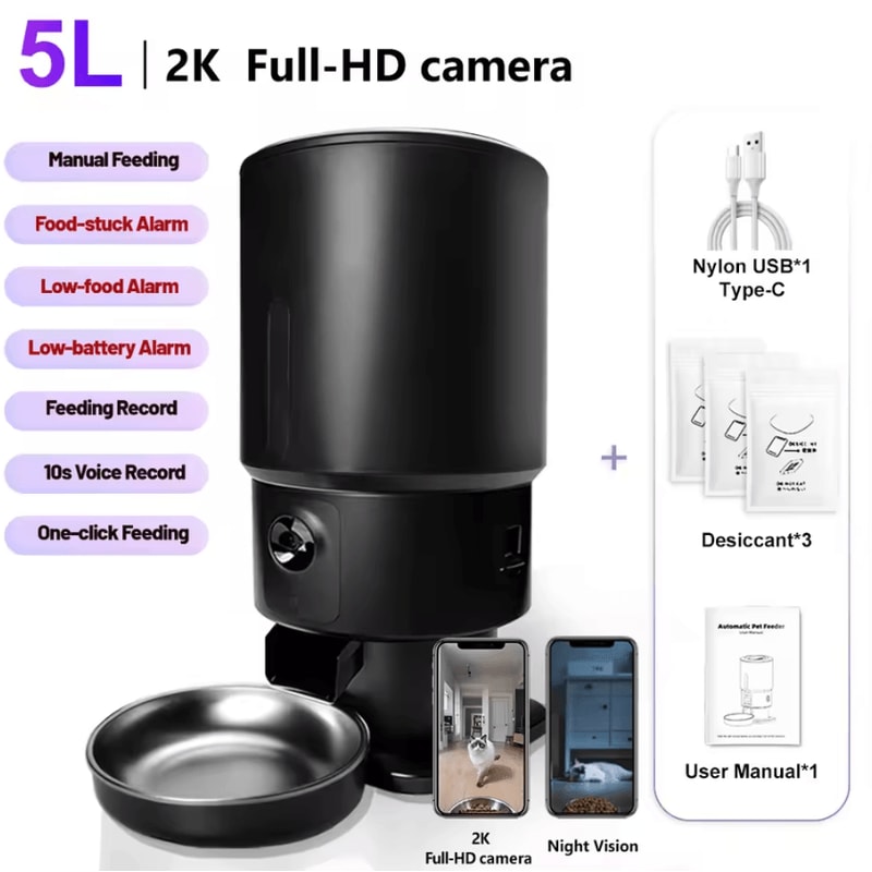 SmartSight 5L Automatic Cat Feeder With HD Camera App Control 3