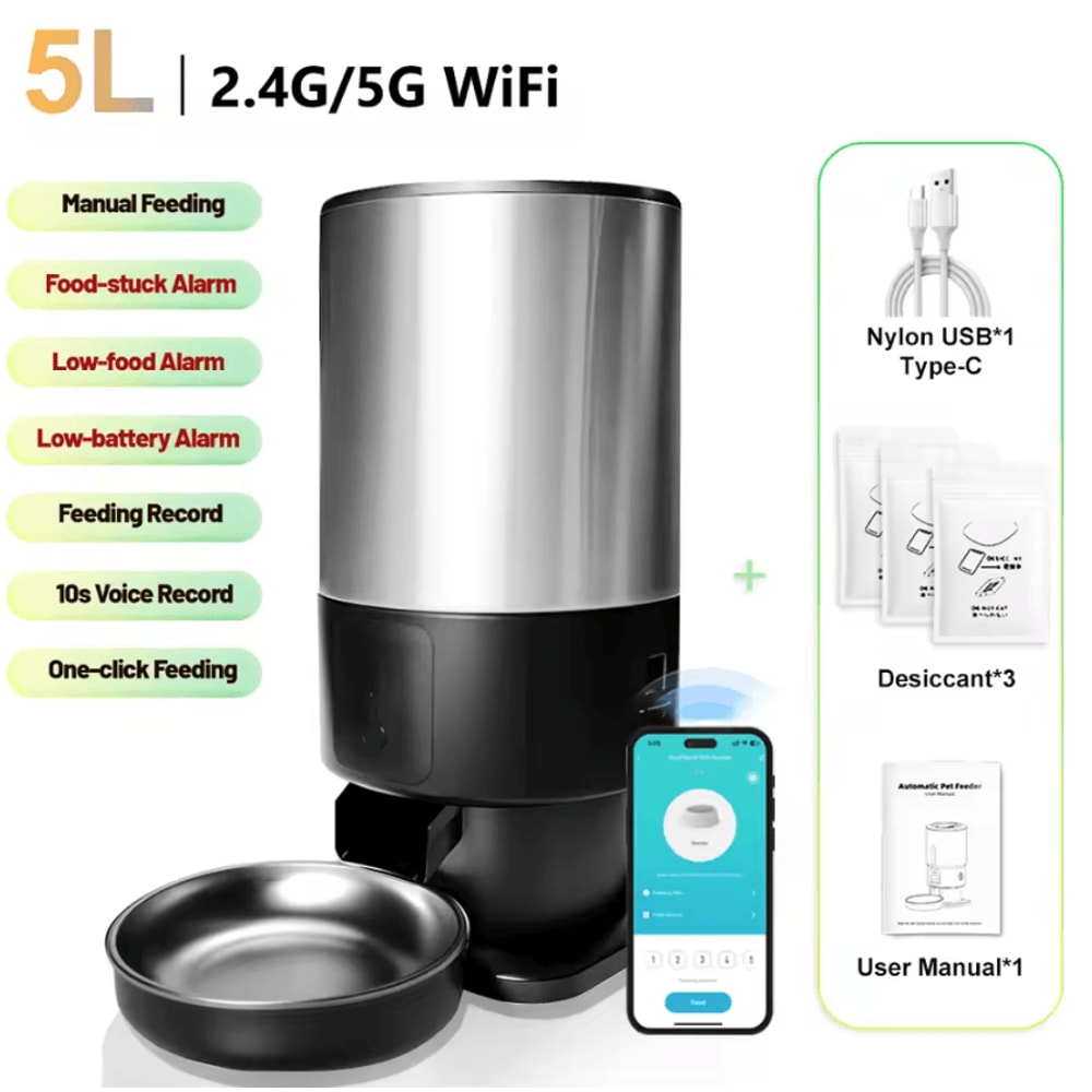 SmartSight 5L Automatic Cat Feeder With HD Camera App Control 4