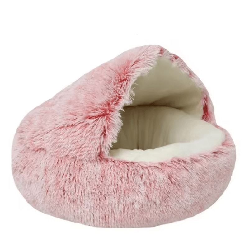 CloudNest Plush Covered Cat Bed For Cats Small Dogs 2
