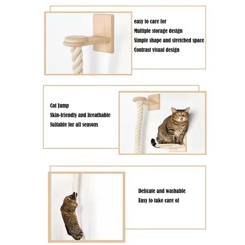 SkyClimb WallMounted Sisal Cat Climber Scratching Gym 3