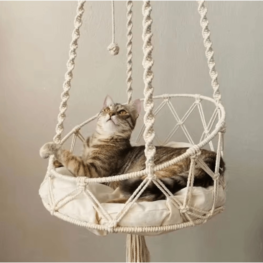 BohoCloud Handwoven Hanging Cat Hammock Bed 0