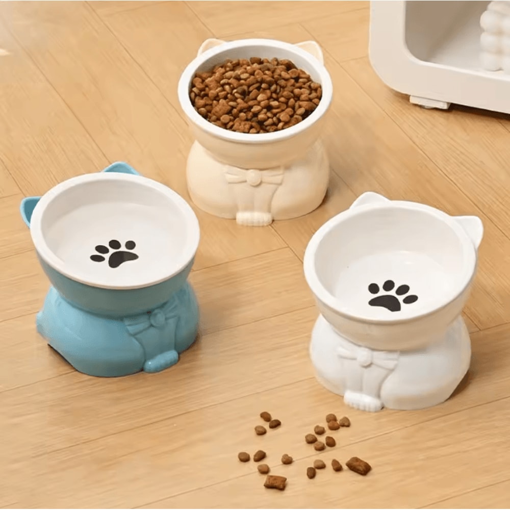 TiltEase Ceramic Pet Bowl NonSlip Slanted Feeding Bowl For Cats Small Dogs 0