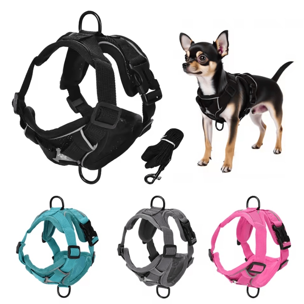 SafeWalk Reflective Pet Harness Leash Set Breathable Vest For Small Medium Dogs Cats 0
