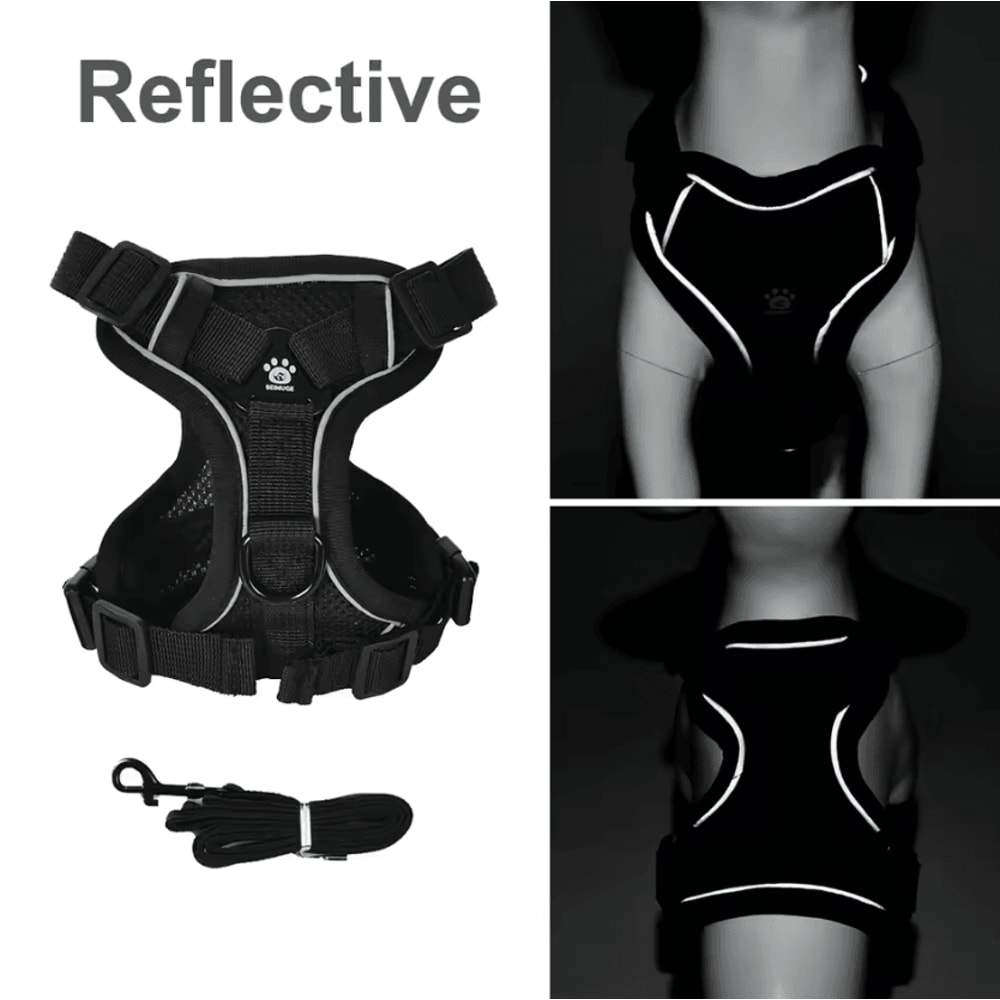 SafeWalk Reflective Pet Harness Leash Set Breathable Vest For Small Medium Dogs Cats 1
