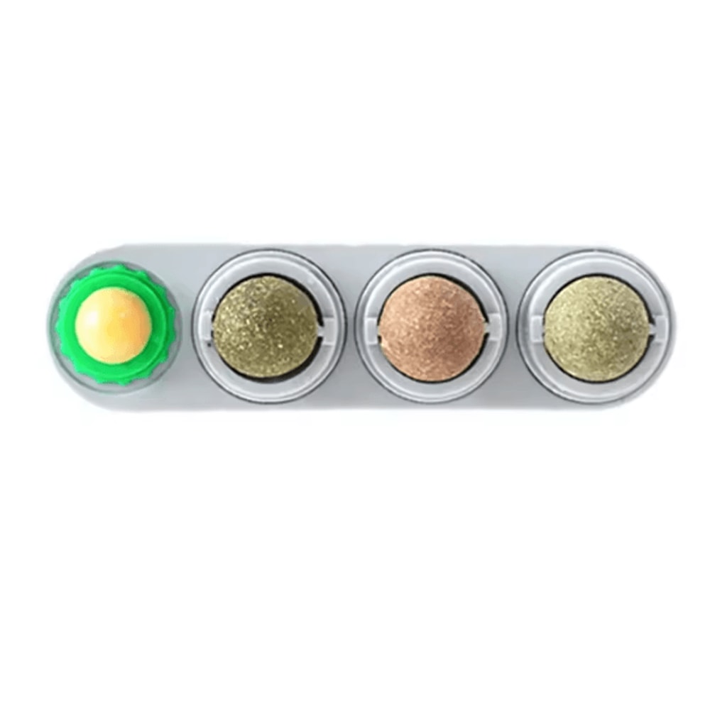 SpinFresh 4in1 Catnip Wall Toy Rotating Silver Vine Ball For Teeth Cleaning Play 3