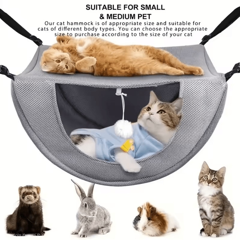 CloudNest Breathable Mesh Cat Hammock Bed With Adjustable Metal Frame 0