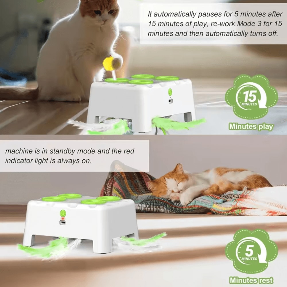 WhiskerWhack Automatic PopUp Feather Toy For Cats Small Pets 2