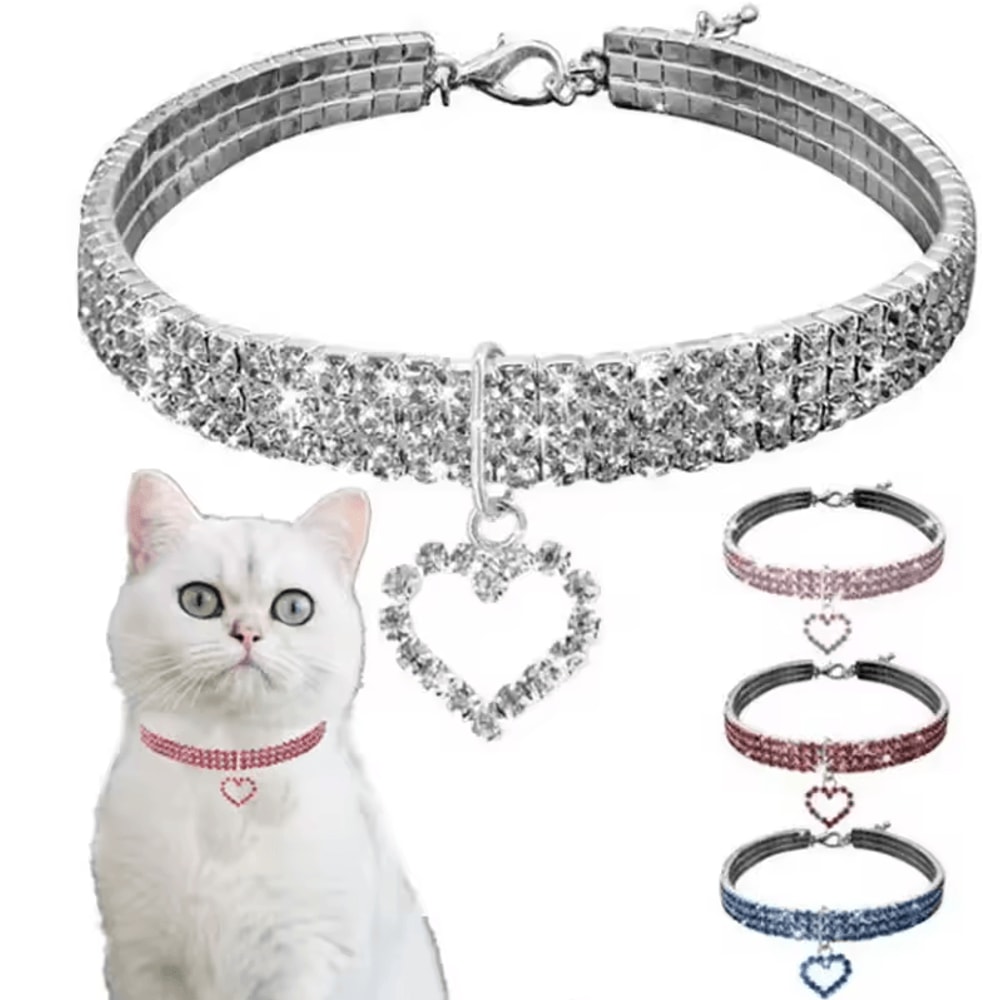 Luxury Rhinestone Pet Collar Necklace For Cats Small Dogs 0