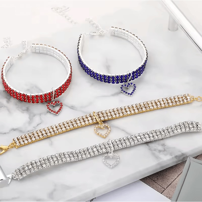 Luxury Rhinestone Pet Collar Necklace For Cats Small Dogs 1