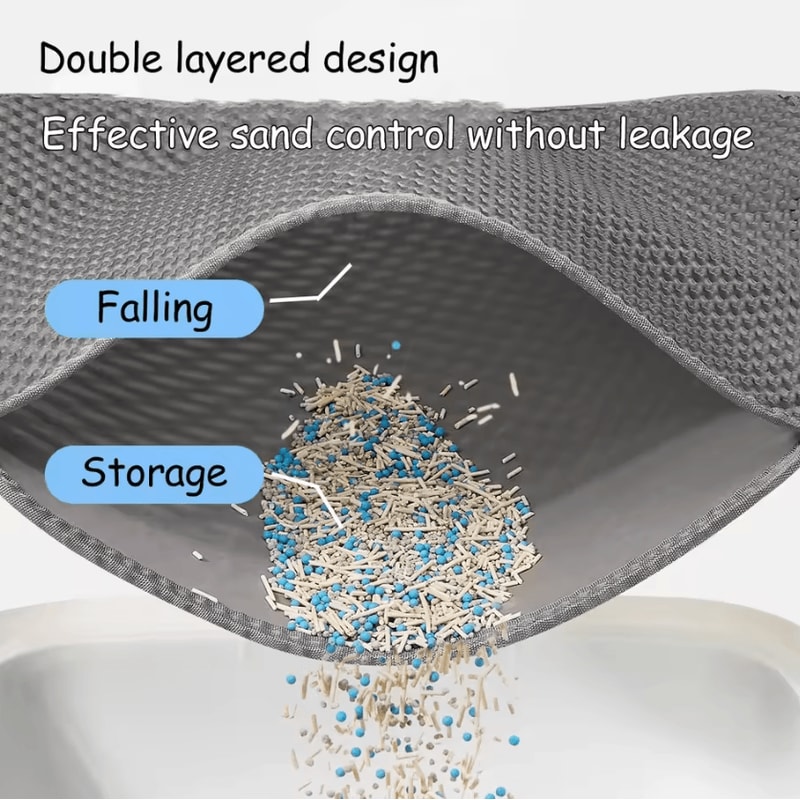 Large DoubleLayer Cat Litter Mat For Scatter Control Easy Cleaning 1