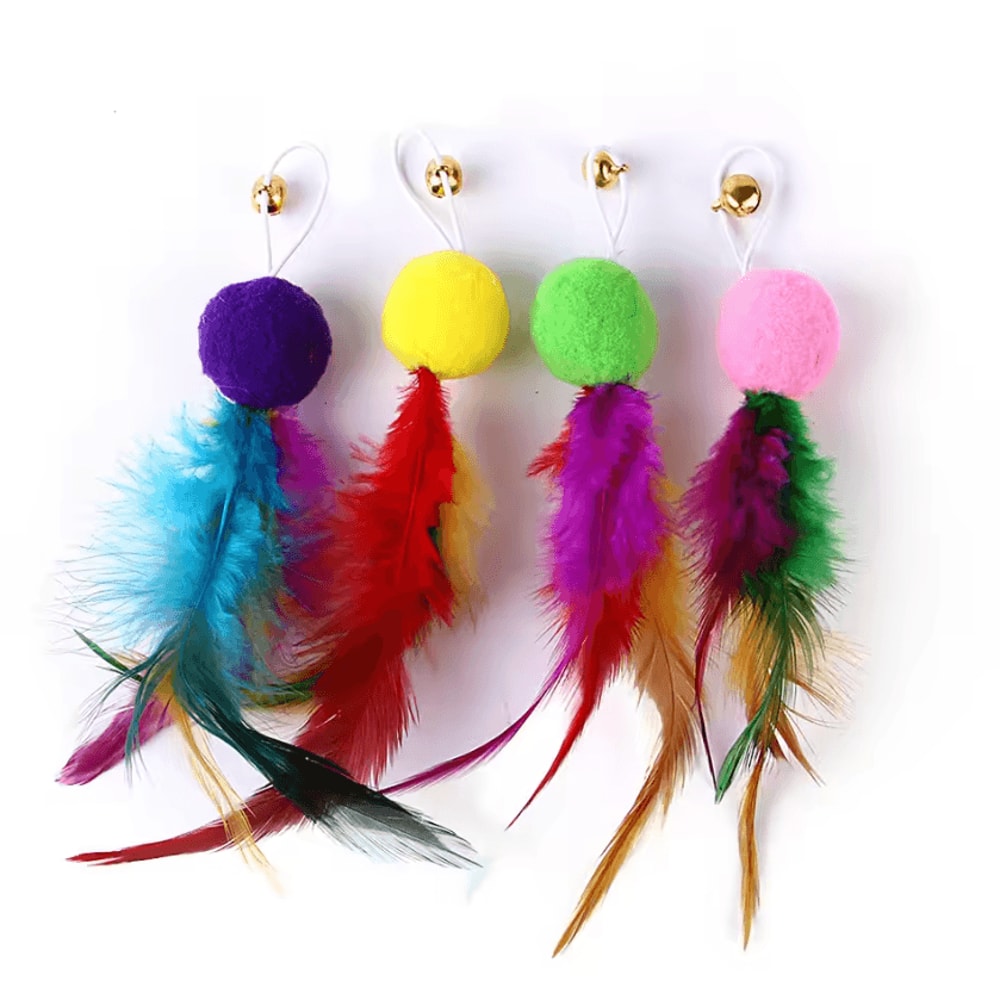9Pack Interactive Feather Wand Replacement Toys For Cats 2