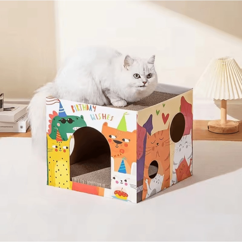 DoubleLayer Cat Scratching House Corrugated Scratch Pad For Indoor Cats 1